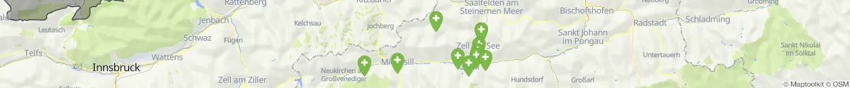 Kartenansicht für Apotheken-Notdienste in der Nähe von Hollersbach im Pinzgau (Zell am See, Salzburg)